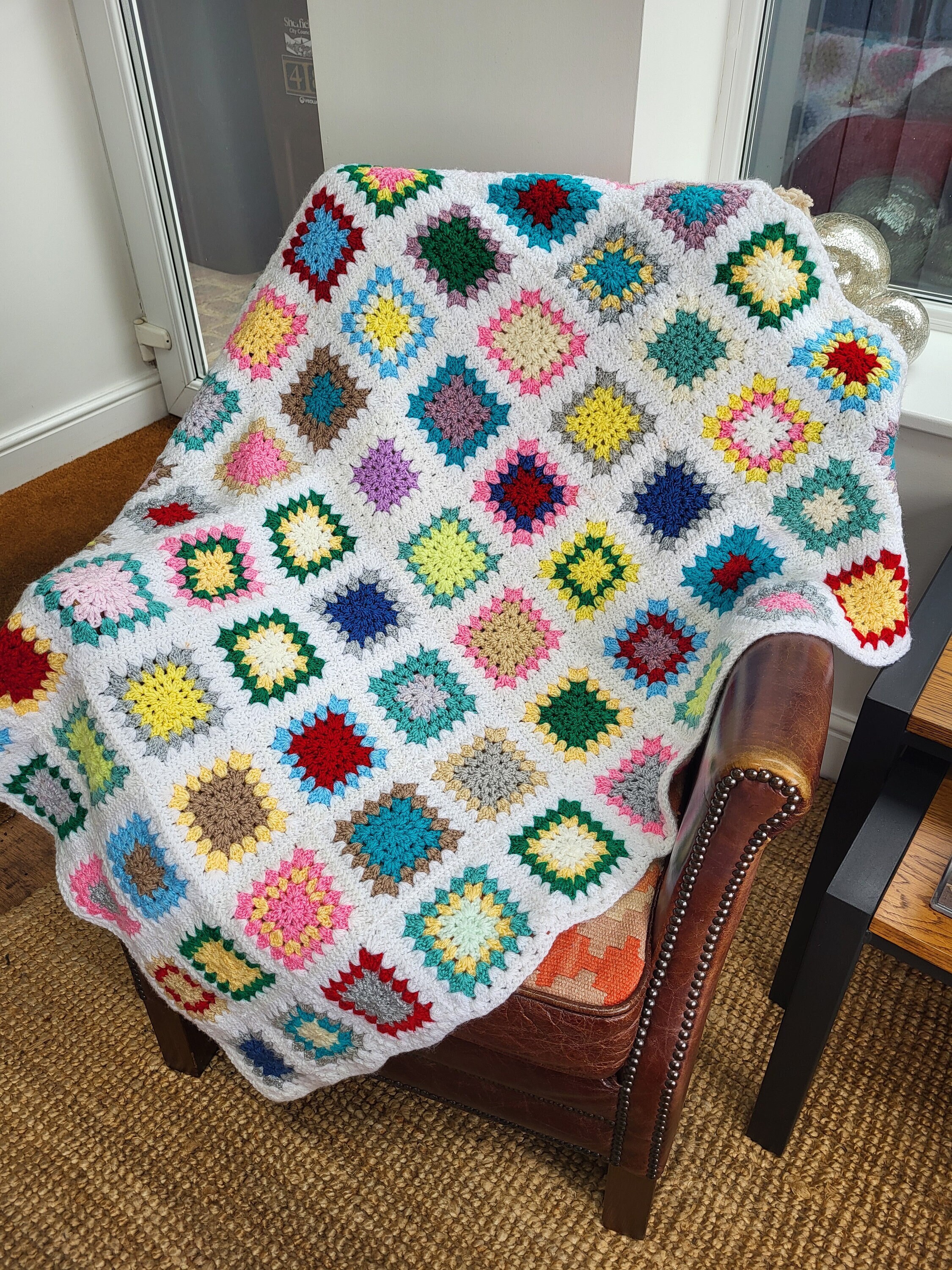 その他 USA Vintage Granny Blanket Vintage Granny Squared Crochet Blanket - Etsy