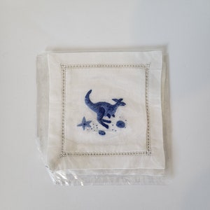 REDUCED Rare Pair of Embroidered Vintage Cocktail Napkins
