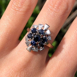 Vintage Silver Parti Sapphire Modernist Ring