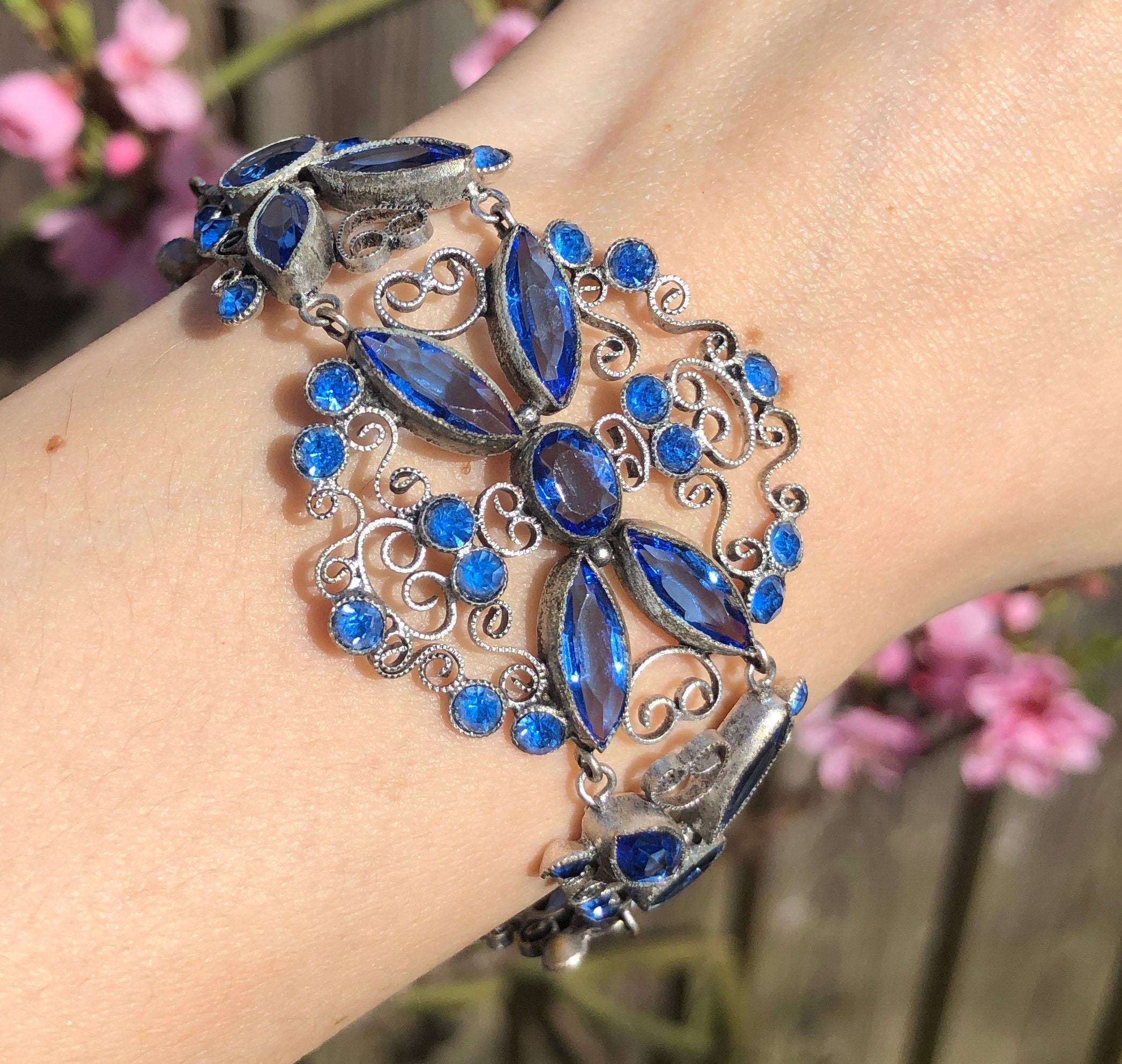 Blue Ice – Antique Crystal Bracelet – Art By Cheryl Ann