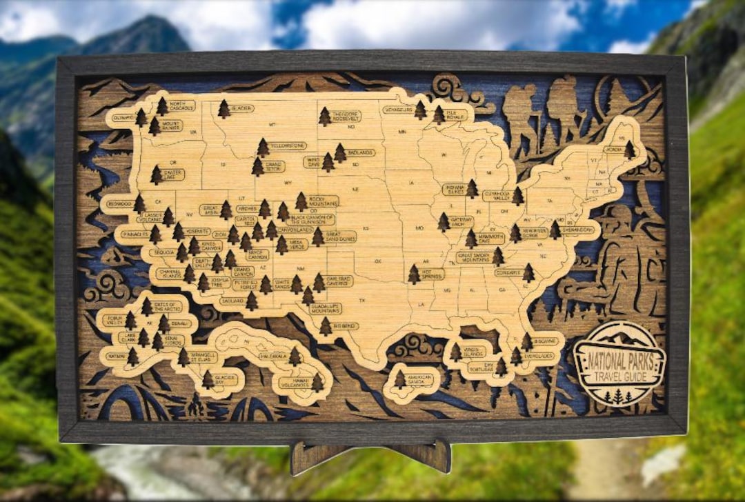 Handmade US National Parks Travel Map NPS Wood - Etsy
