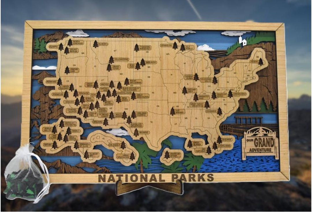 Handmade US National Parks Travel Map NPS Wood - Etsy