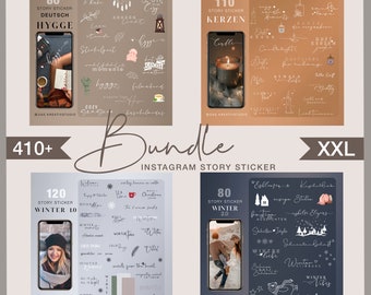 410+ Instagram Story Sticker Bundle Winter Schnee hygge Kerzen brushstrokes png Digital Clipart