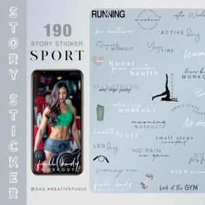 190+ Instagram Story Sticker Sport Fitness Gym Sporty crafts running yoga workout Morning run basic high energy digital png