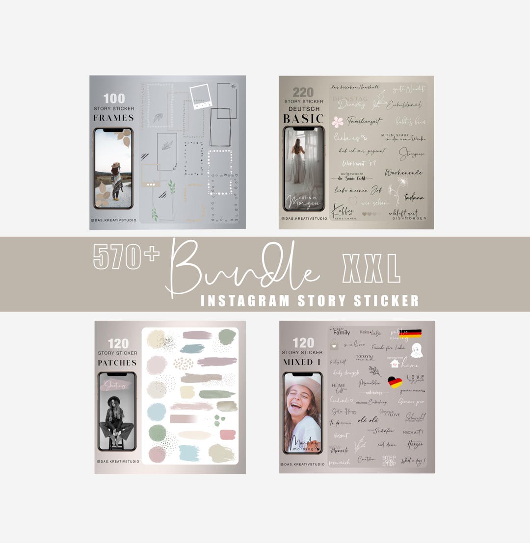 570+ Instagram Story Sticker Bundle 1 Xxl Basic Mixed Frames Patches ...