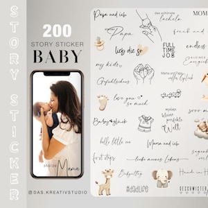 200+ Instagram Story Sticker Baby Mama Papa Familie Kinder Alltag Babyglück deutsch clipart digital Elements png