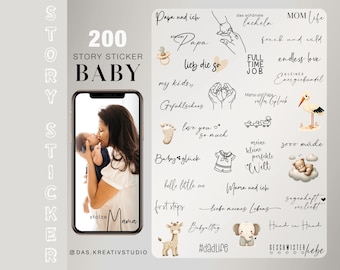 200+ Instagram Story Stickers Baby Mom Dad Family Kids Everyday Baby Happiness German clipart digital Elements png