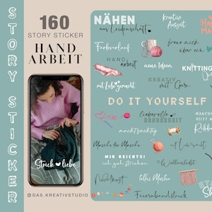 160+ Instagram Story Stickers Handwerk Breien Naaien Haken Creatief Handgemaakt Liefde Basis Storysticker Stickers digitaal png