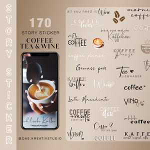 170+ Instagram Story Sticker coffee Edition tea wine lover good morning barista beverages everyday Basic Daily Clipart digital png