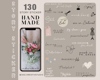 130+ Instagram Story Stickers handmade DIY handcraft small business basic Basic love plotter love macrame fabric love digital png