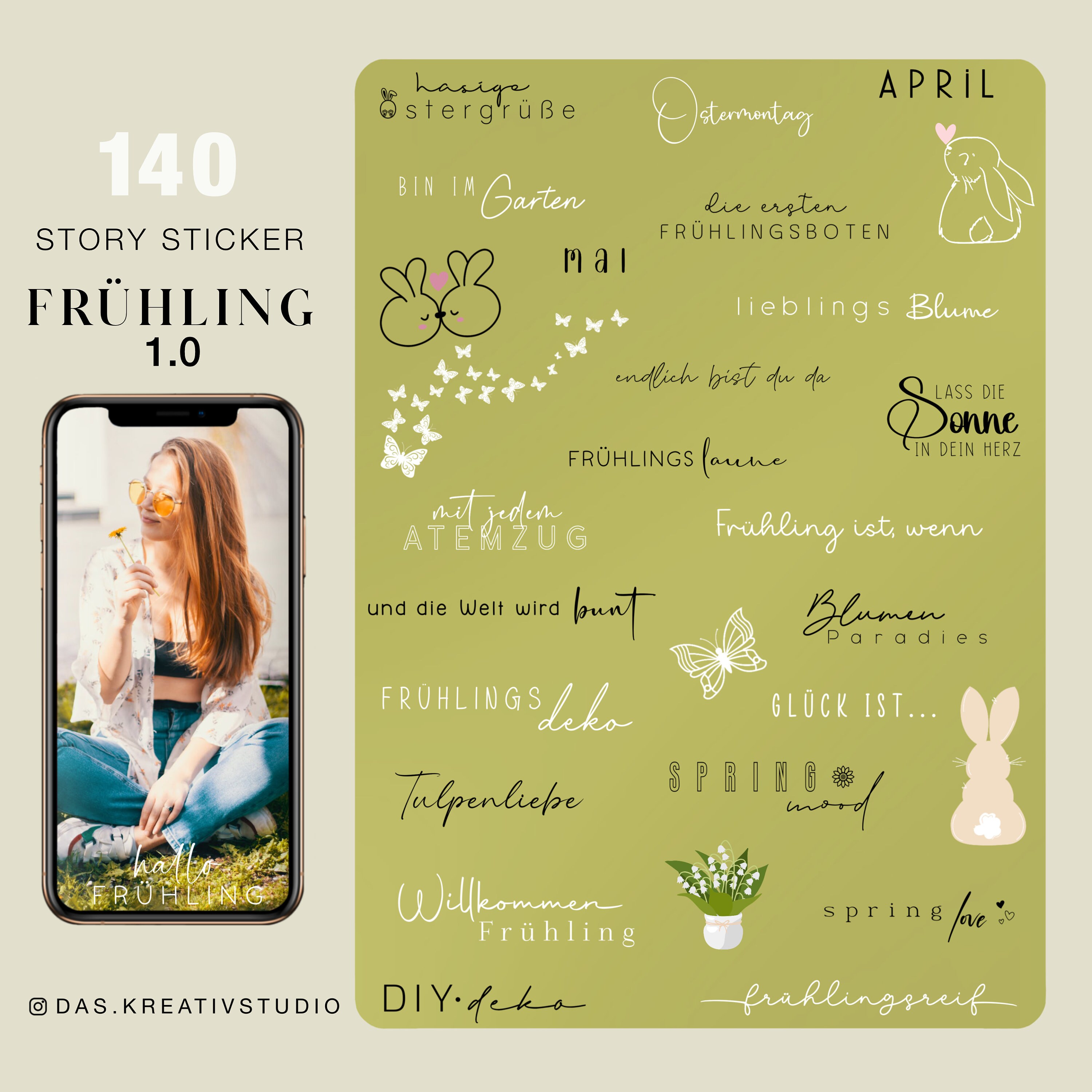 430+ Instagram Story Stickers Spring Easter Bunnies Flowers Garden ...