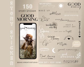 150+ Instagram Story Stickers good morning good night everyday Basic Daily coffee Clipart digital png