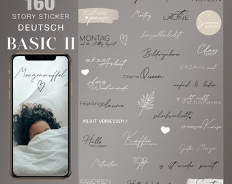 160+ Instagram Story Sticker XXL Basic II Alltag deutsch Wochentage Mix Liebe Familie digital png