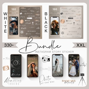 330+ Instagram Story Sticker photography bundle xxl white black everyday Basic photo love shooting Clipart digital png