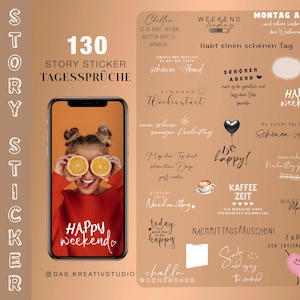 130+ Instagram Story Sticker Tagessprüche schönen Abend Nachmittag Wochenende deutsch Basic Storysticker Stickers digital png