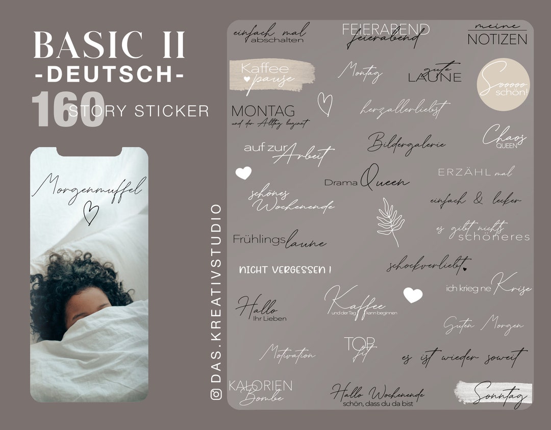 160 Instagram Story Sticker XXL Basic II Alltag deutsch - Etsy.de
