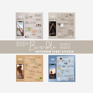 Más de 620 pegatinas para historias de Instagram, mezcla de verano, otoño e invierno, paquete de 15 XXL, básicas, diarias, clipart alemán png