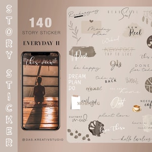 Más de 140 stickers de historias de Instagram Todos los días II Básico Diario botánico días de la semana Mezcla amor ootd Mañana digital png