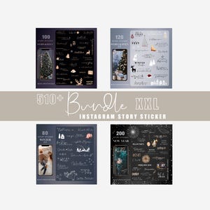 510+ Instagram Story Sticker Bundle 17 Christmas Weihnachten Winter new year Silvester Neujahr brushstrokes png Digital Clipart