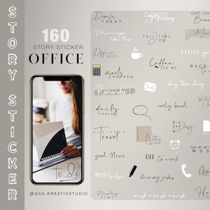 160種類以上のInstagramストーリーステッカー、オフィスワーク、ビジネスプランナー、毎日使えるアイコン、ベーシック、デイリー、平日、英語、デジタル、PNG
