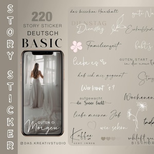 220+ adesivi per storie di Instagram XXL Basic Everyday German Flowers Weekdays Mix Love Family Digital png