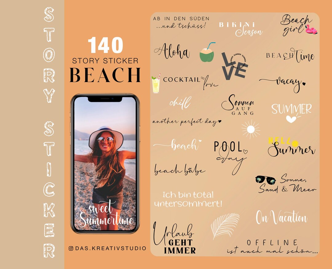 140+ Instagram Story Sticker Beach Holiday Travel Beach Sun Love Basic ...