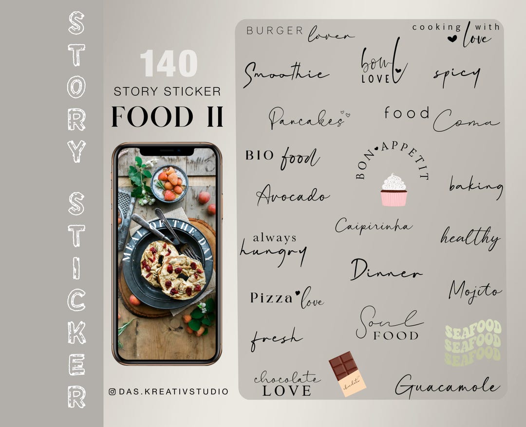 140+ Instagram Story Stickers Food Everyday Basic Daily Dinner Vegan ...