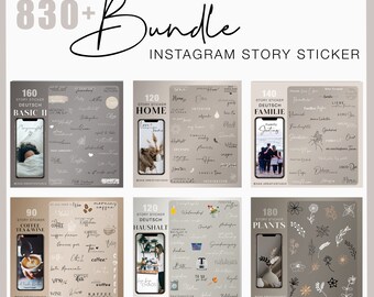 830+ Instagram Story Sticker Bundle 2 Mix Frames Home Mixed basic Familie coffee plants love brushstrokes png digital