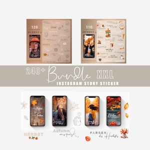 Más de 250 pegatinas para historias de Instagram, paquete de otoño XXL, hojas, hojas, básico, diario, Acción de Gracias, temporada, calabaza, hogar, Halloween, calabaza png