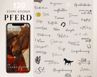 130+ Instagram Story Sticker Pferd Pony liebe Basic reiten Stall Pferdepflege Bodenarbeit Mix digital png