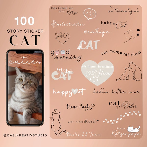 100+ Instagram Story Sticker cat pets Storysticker catmum catlove paws kitten love puppy best buddy Katze digital png