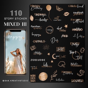 110+ Instagram Story Sticker Mixed 3 Everyday Daily Basic Gold Weekdays Mix Good Morning German Digital png