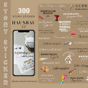 300種類以上のInstagramストーリーステッカー、住宅建築、リフォーム、改築、住宅建設現場、古い建物、新しい建物、引っ越し、良いメモ、プランナー、デジタルPNG