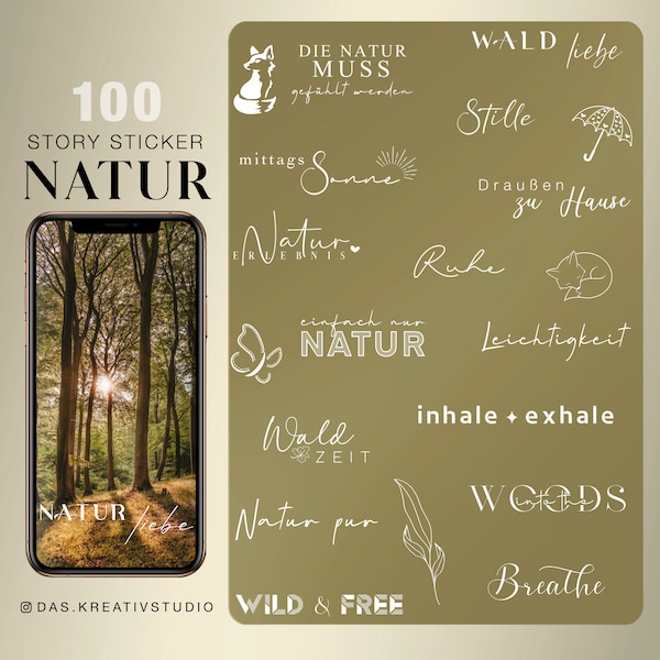 100+ Instagram Story Sticker Natur Wald Tiere draußen breathe wood Explore Storysticker Holiday vacation Stickers digital png