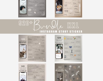 920+ Instagram Story Sticker Bundle 2 Mix Frames Home Mixed basic family coffee plants love brushstrokes png digital