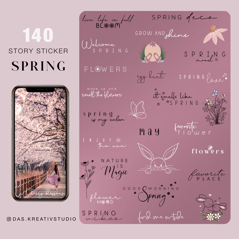 430+ Instagram Story Stickers Spring Easter Bunnies Flowers Garden ...