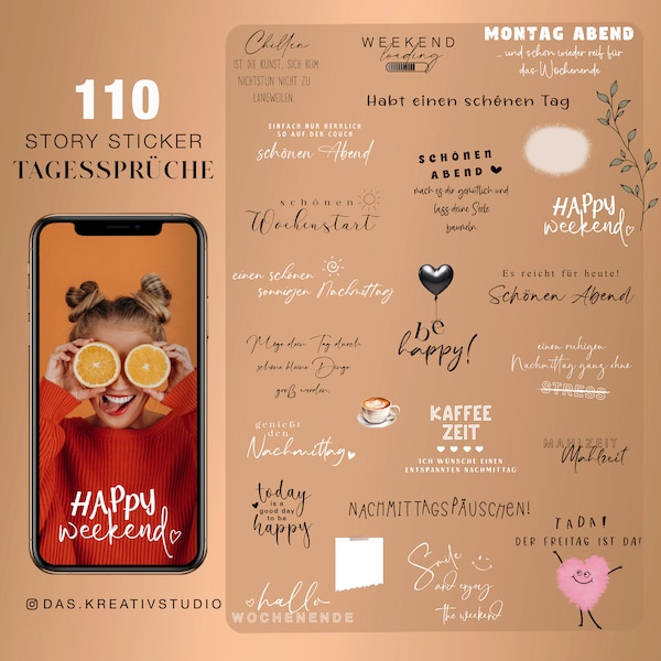 110+ Instagram Story Stickers Daily Sayings Have a Nice Evening Afternoon Weekend German Basic Storysticker Stickers digital png