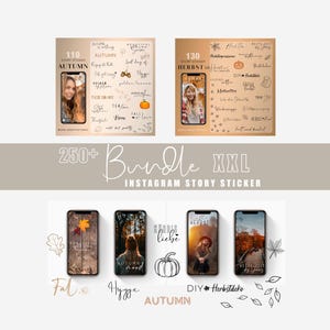 250+ Instagram Story Stickers Autumn Fall Bundle XXL Leaves Leaves Basic Daily thanksgiving Season pumpkin home Halloween Pumpkin png