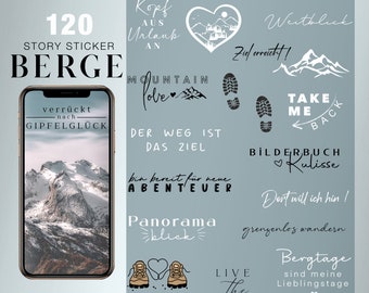 120+ Instagram Story Sticker Berge Mountains Travel Gipfel Wanderlust Explore Storysticker Holiday vacation Stickers digital png