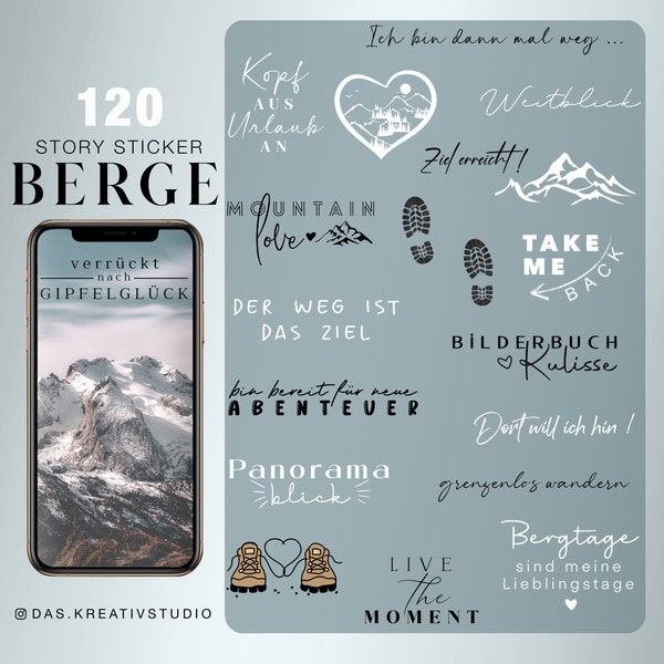 120+ Instagram Story Sticker Berge Mountains Travel Gipfel Wanderlust Explore Storysticker Holiday vacation Stickers digital png