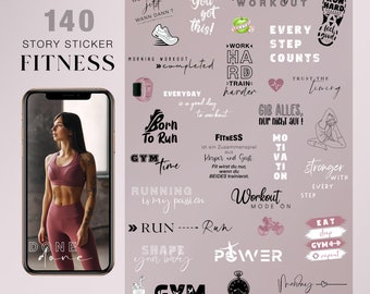 140+ Instagram Story Sticker fitness Sport run Yoga workout Gym cardio quotes digital png