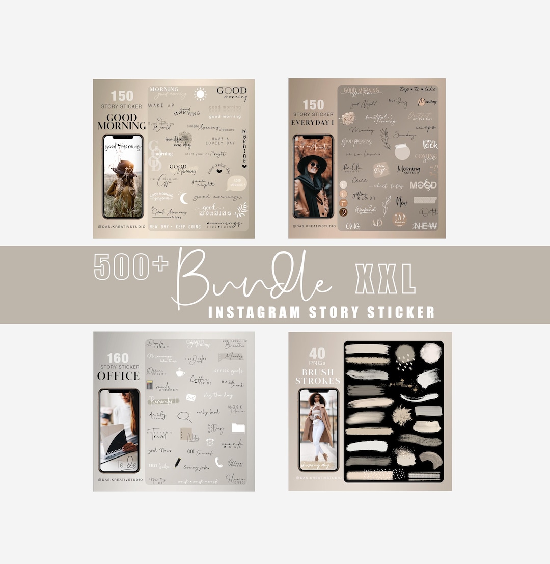 500+ Instagram Story Sticker Bundle 7 Xxl Everyday Basic Frames Office ...