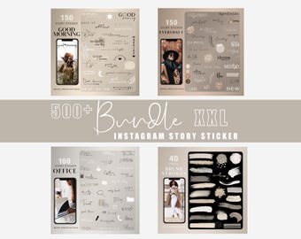 500+ Instagram Story Sticker Bundle 7 xxl everyday Basic Frames Office good morning love Mix Brushstrokes digital png