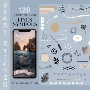 120+ Instagram Story Sticker Lines/Symbols Elements Deco patches Story Sticker Instagram planner Elements goodnotes png digital