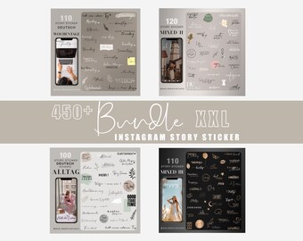 450+ Instagram Story Sticker Bundle 11 xxl Everyday Weekdays Mixed everyday Basic good morning love Brushstrokes German digital png