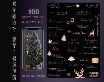 100+ Instagram Story Stickers Christmas Gold Winter Home Basic Love Family Snow Clipart Digital PNG