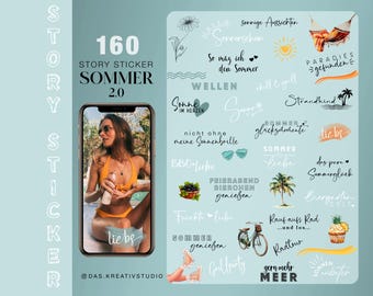160+ Instagram Story Stickers Summer 2 Vacation Beach Cycling Basic German Storysticker Stickers digital png