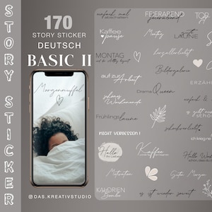 170+ Instagram Story Sticker XXL Basic II Alltag deutsch Wochentage Mix Liebe Familie digital png