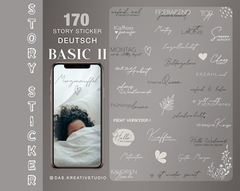 170+ Instagram Story Stickers XXL Basic II Everyday German Weekdays Mix Love Family Digital png