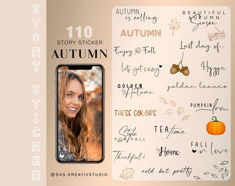110+ Instagram Story Stickers Autumn Leaves Basic Daily thanksgiving Season pumpkin home Clipart digital png
